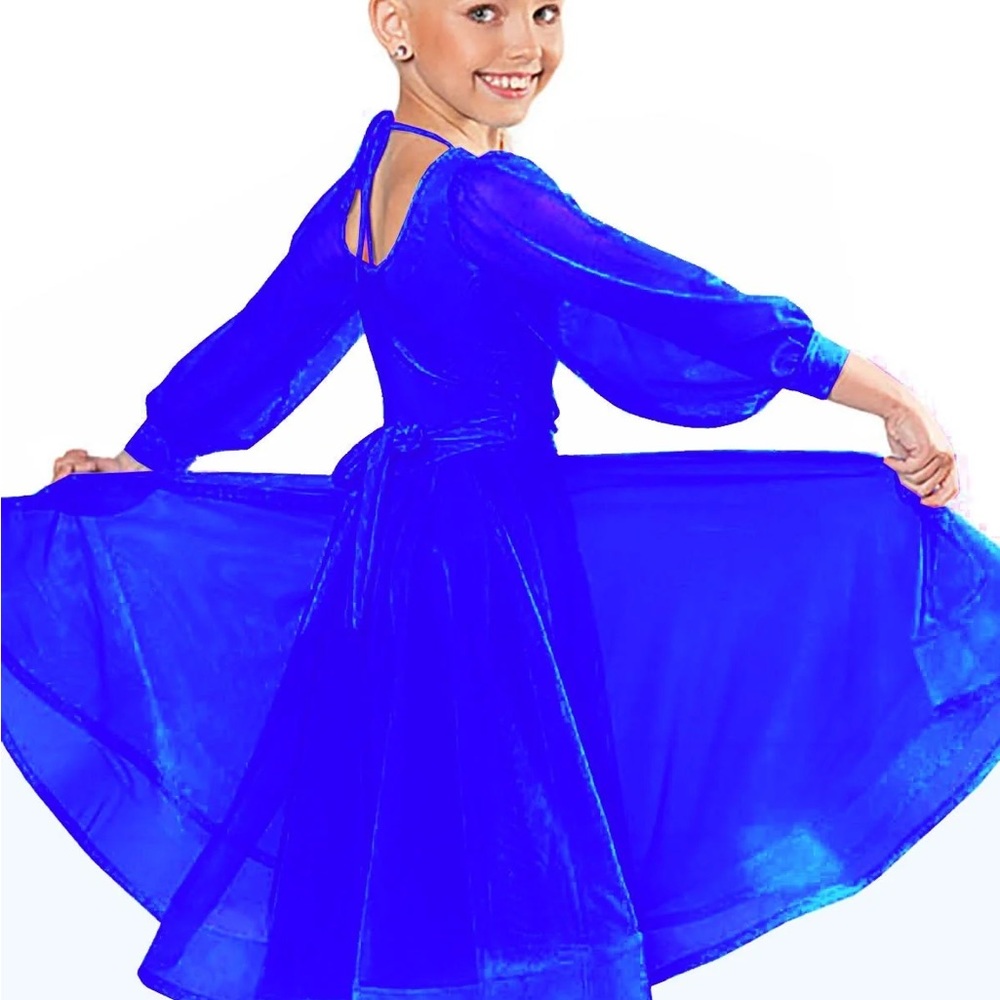 Girls Ballroom Regulation Vibrant Blue Dance Dress Dance America Size 10